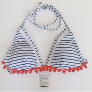 NWT Striped Tassel Trim Halter Swimsuit Top
